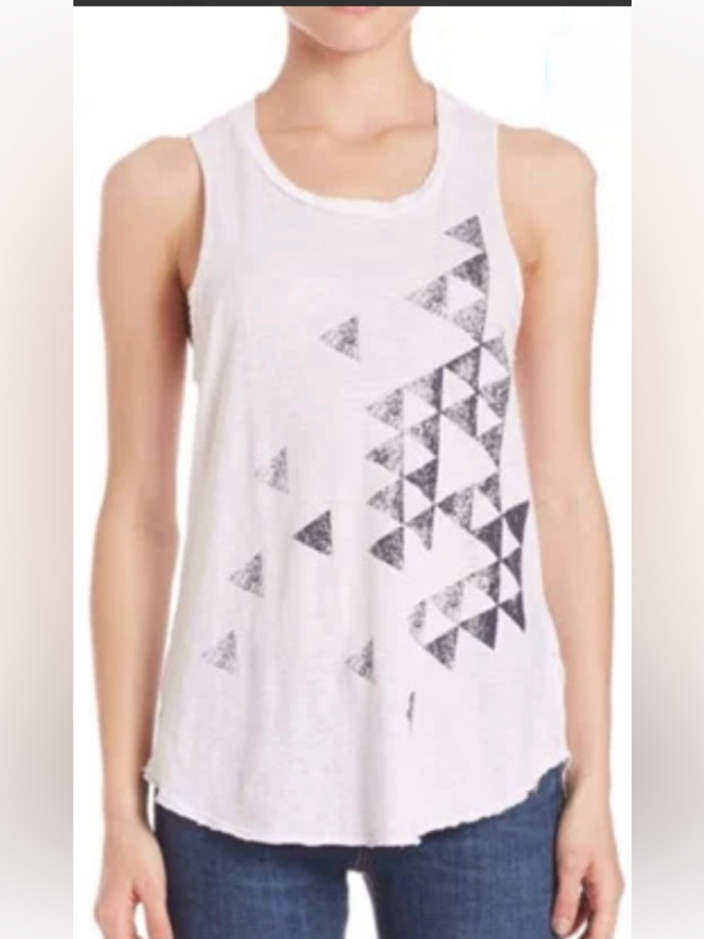 Sundry Triangles Sleeveless Tank Top White Black Size 1 Small